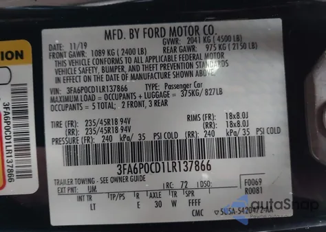 2020 Ford Fusion Sel from USA, damaged, VIN 3FA6P0CD1LR137866